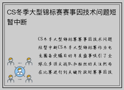 CS冬季大型锦标赛赛事因技术问题短暂中断